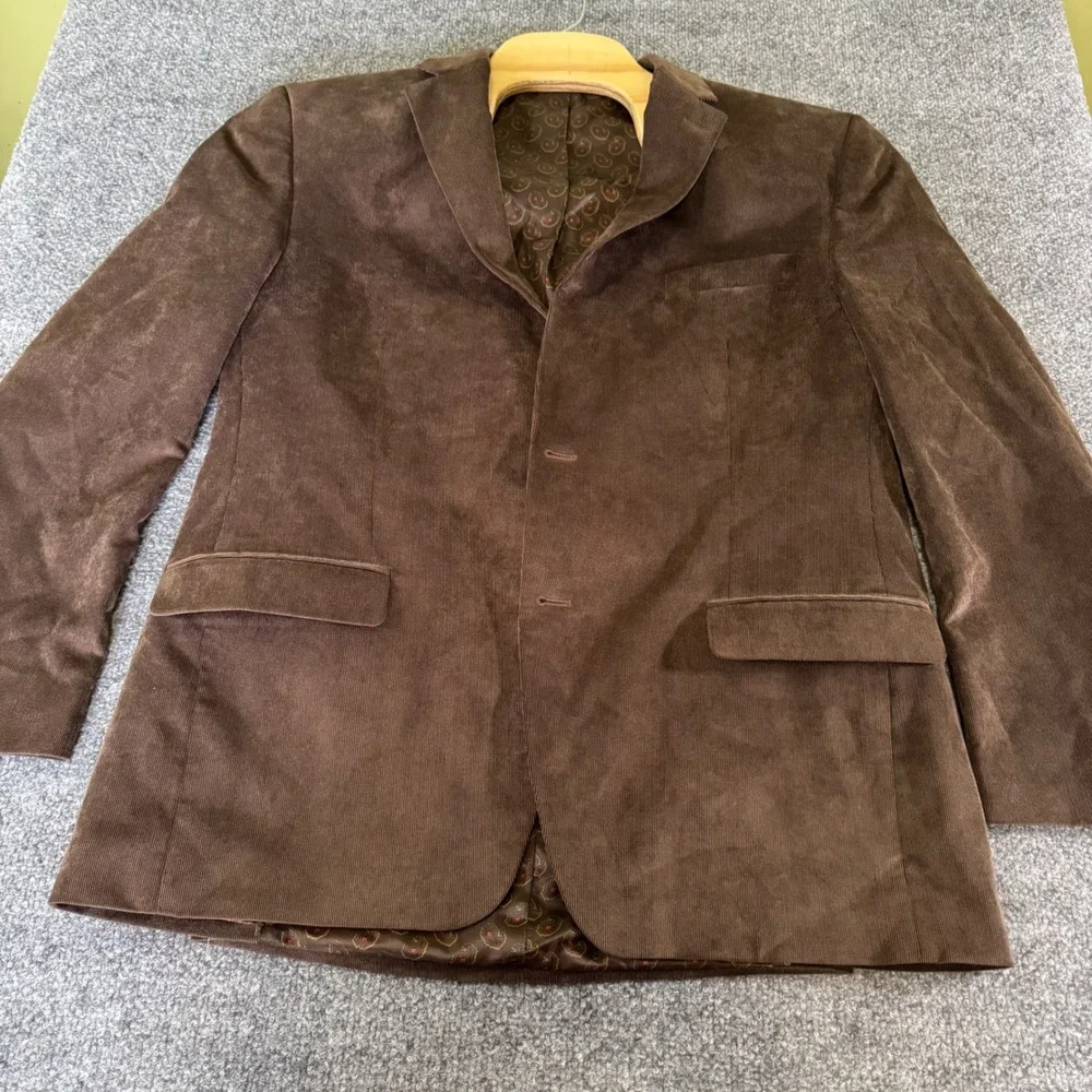 Chaps Sport Coat Mens 44R Corduroy Blazer Slim Fit Brown Modern Preppy Professor